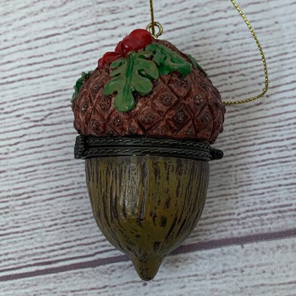 Vintage Acorn Trinket Box Christmas Tree Ornament - Picture 3 of 16